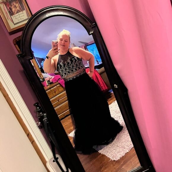 Teeze Me Nights Formal Blue Dress Maxi Prom Like New Size 15 - Picture 7 of 16